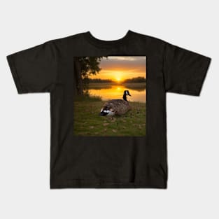 goose watching the sunset Kids T-Shirt